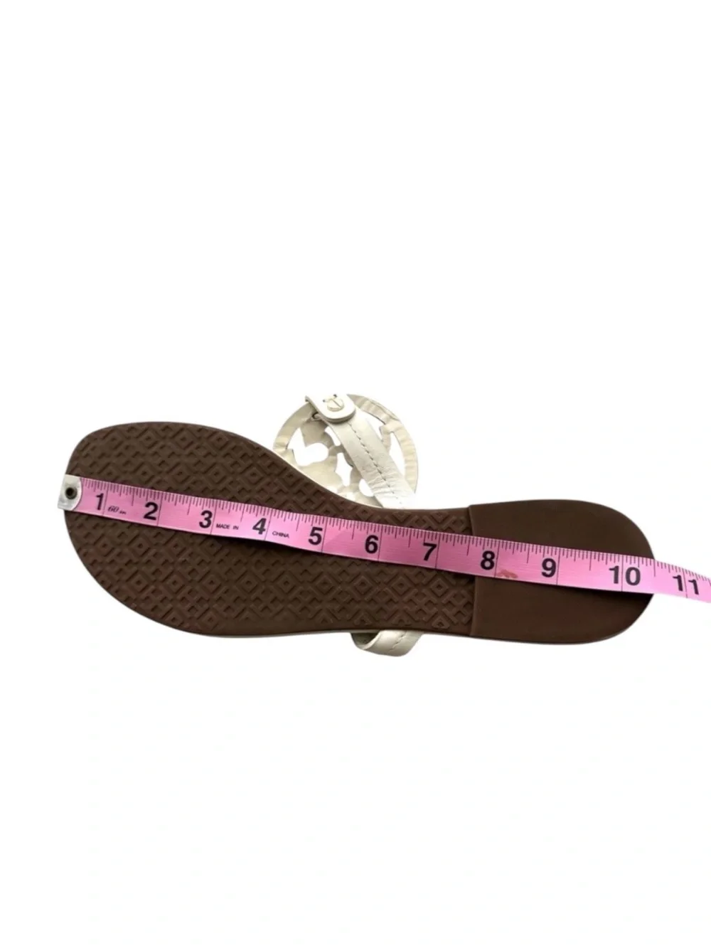 Tory Burch Miller Sandals Leather Thong Slides White Cream